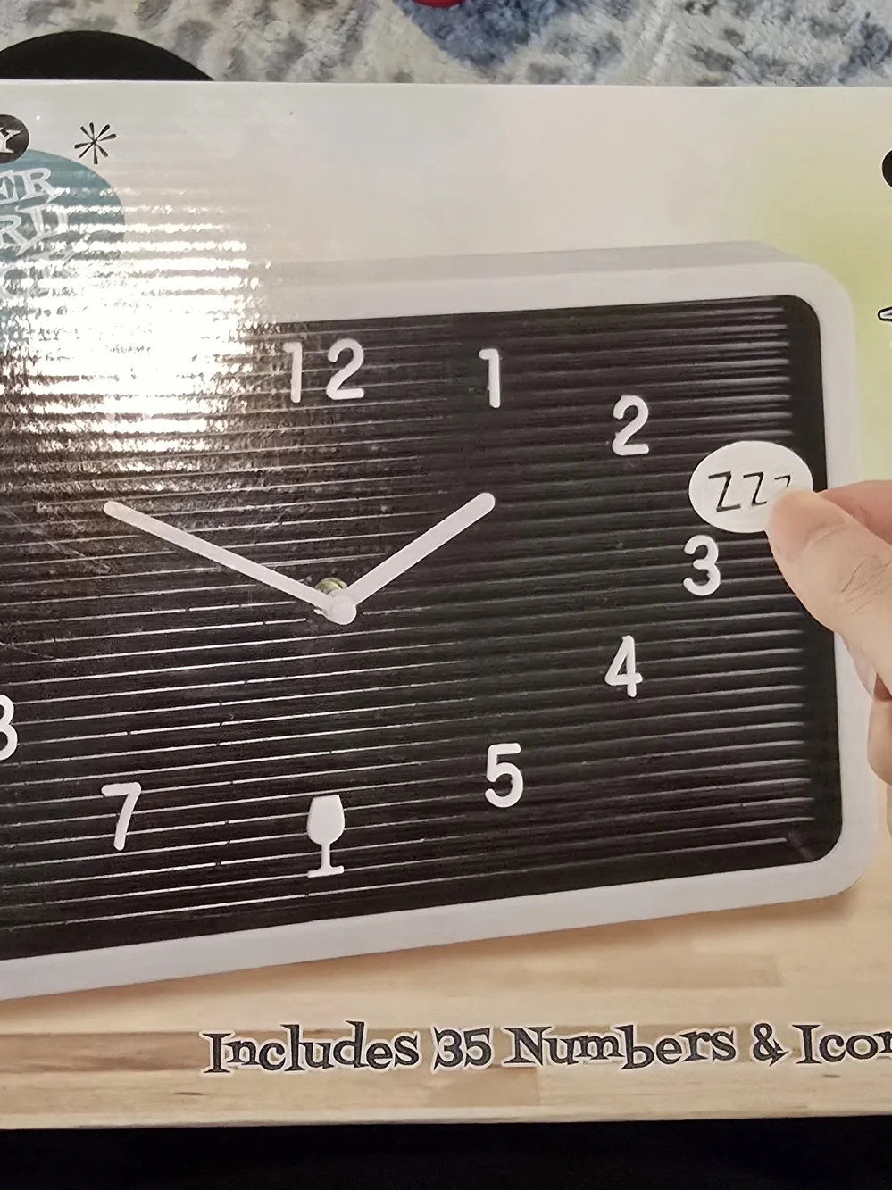 Buzzy Customizable Black Letterboard Wall Clock with White Frame